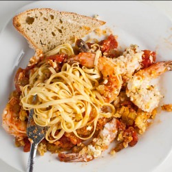 Shrimp, Tomato, & Feta Pasta