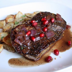 Steak w/ Pomegranate-Pinot Sauce