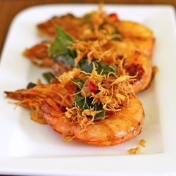 Buttered Prawns with Egg Floss