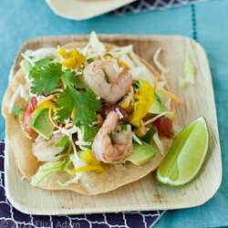 Shrimp, Corn & Avocado Tostadas