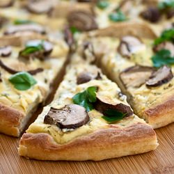 White Pan Pizza with Mushrooms