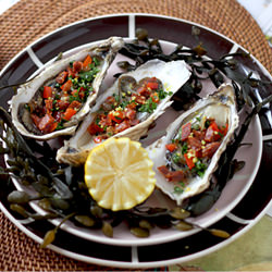 Fresh Oysters with Chorizo Dressing