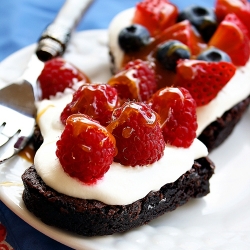 Brownie, Cream & Fresh Fruit Tart