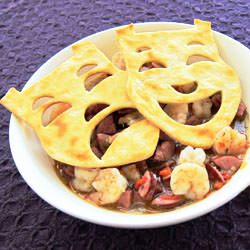 Mardi Gras Gumbo with Pastry Masks