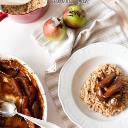 Almond Oats with Baked Corella Pear