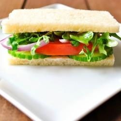 Cucumber, Arugula, Tomato Sandwich