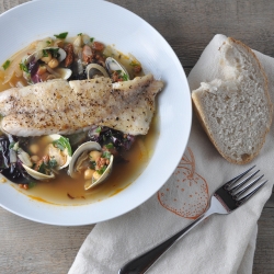 Sea Bass, Clams in Chickpea Broth