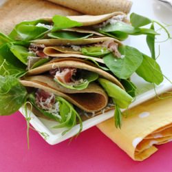 Pea Shoot Buckwheat Crepes