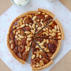 Caramel Nut Tart with Brandy Cream