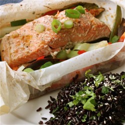 Asian Salmon Packets and Black Rice