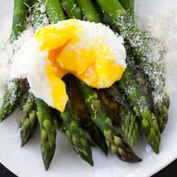 Asparagus in Bed with a Poached Egg