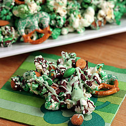 Green Popcorn & Pretzel Party Mix