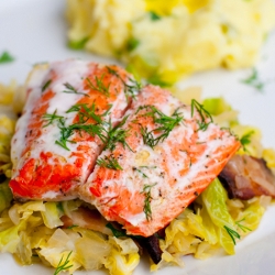 Salmon w/ Cabbage & Bacon