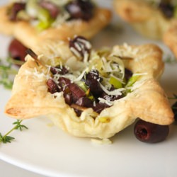 Tomato-Basil and Olive-Leek Tartlet