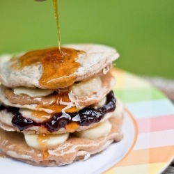 PB, Jam, and Banana Pancakes