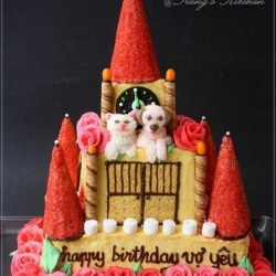 Kitty and Puppy Castle Cake