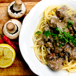 Chicken livers in Mushroom Sauce