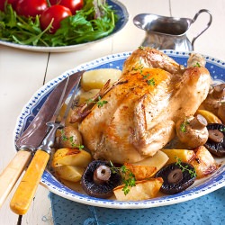 Roast Chicken with Herbed Mushrooms