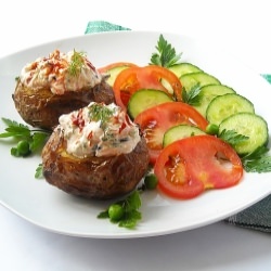 Baked Potatoes stuffed with Cheese