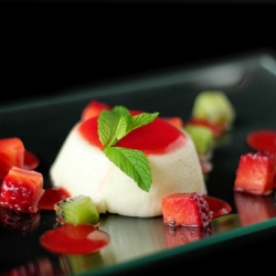 Panna Cotta, Strawberries Coulis