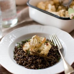 Roasted Cauliflower with Lentils