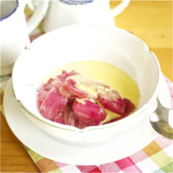 Poached Rhubarb with Kirsch Sabayon