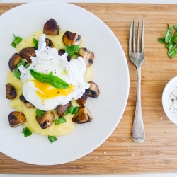 Poched Egg, Polenta and Mushrooms