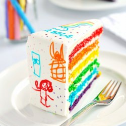 Rainbow Doodle Birthday Cake