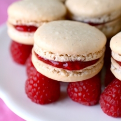 Vanilla Bean Raspberry Macarons