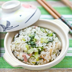 Cooked Rice with Bak Choy and Gammon