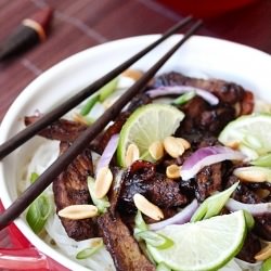 Beef Curry over Rice Noodles