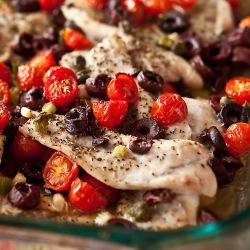 Fish Filet with Capers, Black Olive