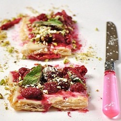 Raspberry, Mint & Pistachio Tart