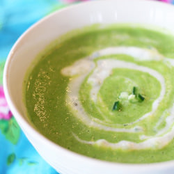 Green Pea Soup with Cucumber Raita