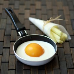 Fake Fried Egg with French Fries