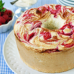 Raspberry-Swirl Angel Cake