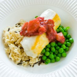 Halibut w/ Rhubarb & Pomegrante