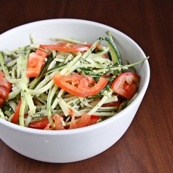 Raw Zucchini Noodles & Basil Pesto