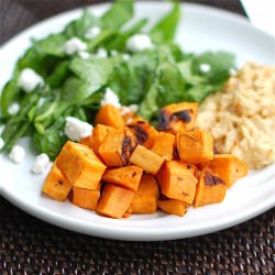 Roasted Sweet Potatoes & Hummus