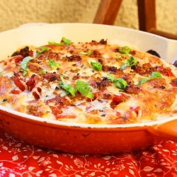 Deep Dish Sausage Pizza with Salad