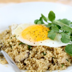 Mushroom Walnut Quinoa + Fried Egg