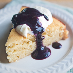 Lemon Cake with Blackberry Sauce