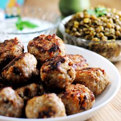 Turkey-Date Meatballs with Lentils