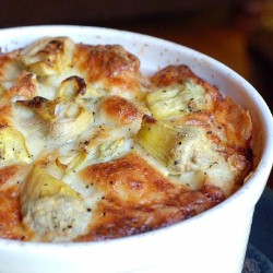 Artichoke Bread Pudding