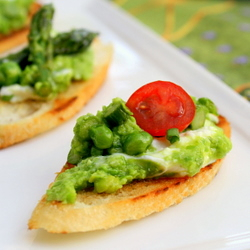 Burrata w/ Pea and Asparagus Puree