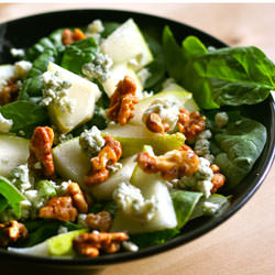 Pear & Blue Cheese Spinach Salad