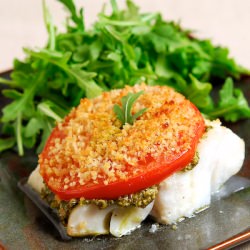 Roasted Cod Caprese