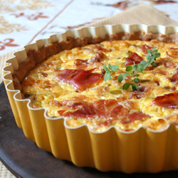 Green Garlic & Prosciutto Tart