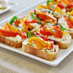 Goat Cheese Roasted Pepper Crostini