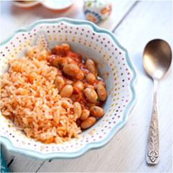 Tomato Pilaf and Pinto Beans